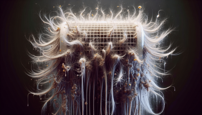 Exploring the Impact of Heating Systems on Hair Vitality: Hair strands drying and frizzing due to heater's low-humidity effect.