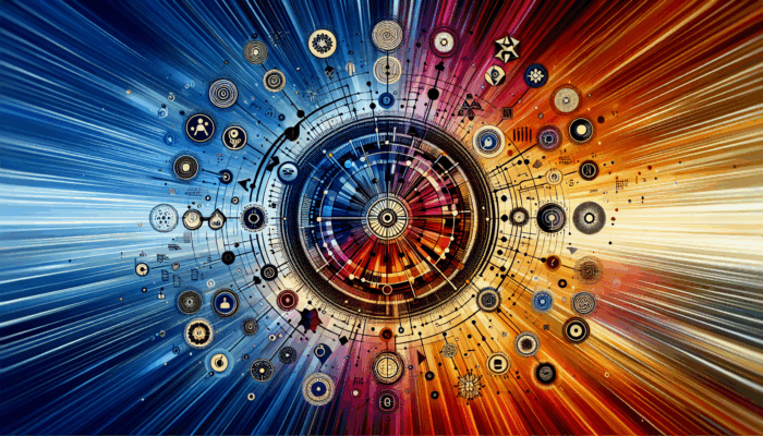 A content map with "Main Topic" at centre and branches to subtopics on a vibrant background.