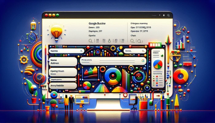 Optimising Google Business Profile for Visibility: A completed Google Business Profile displayed on a computer screen with vibrant icons and a professional layout.