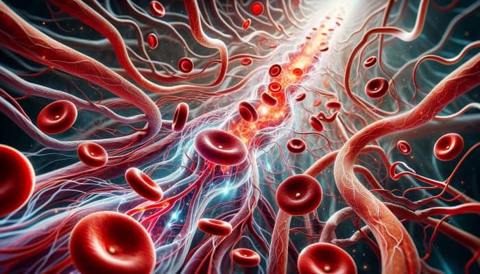 Vitamin B12 Blood Test in Southport: Illustration of red blood cells and nerve cells, highlighting Vitamin B12's role in oxygen transport and neurological health.