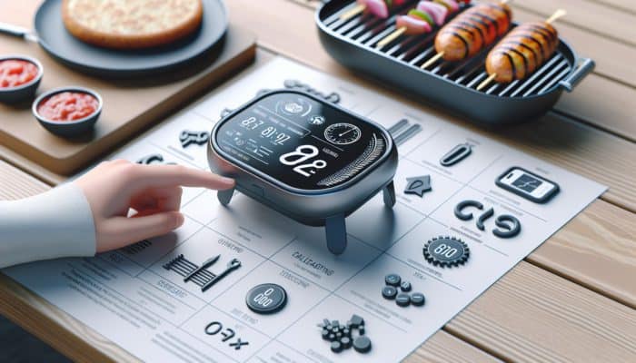 A user-friendly grill timer with a large display and intuitive buttons, designed for portability and easy setup.