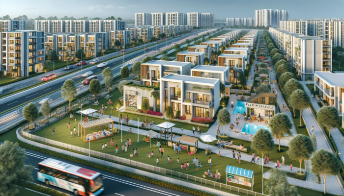 Modern apartments in a vibrant Paarl neighborhood near the N1 highway, with schools, bus stops, shopping centers, and parks.