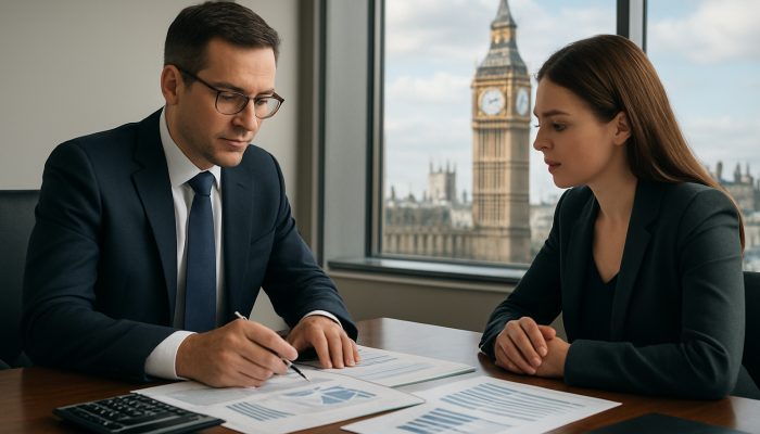 Keeping Tax Money Separate From Loan Cash: Practical Advice | DCL UK accountant advising client on tax documents in modern London office with Big Ben view